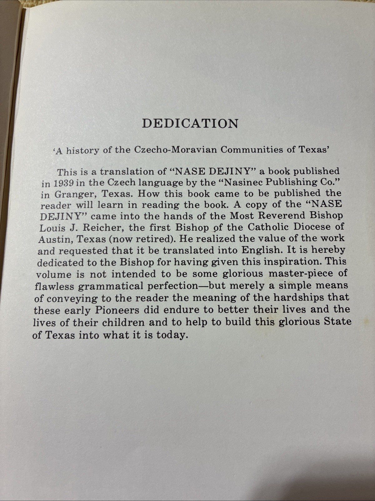 A History of the Czech-Moravian Catholic Communities of Texas – SIGNED