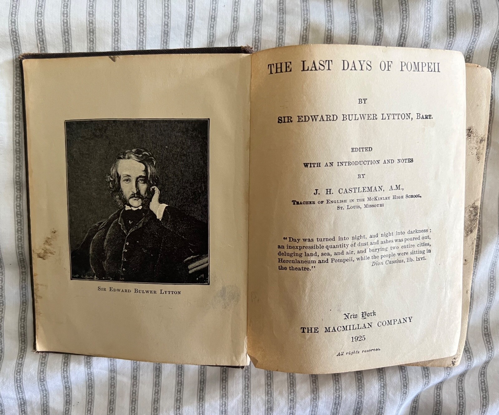 THE LAST DAYS OF POMPEII SIR EDWARD BULWER LYTTON, BART 1925 Book