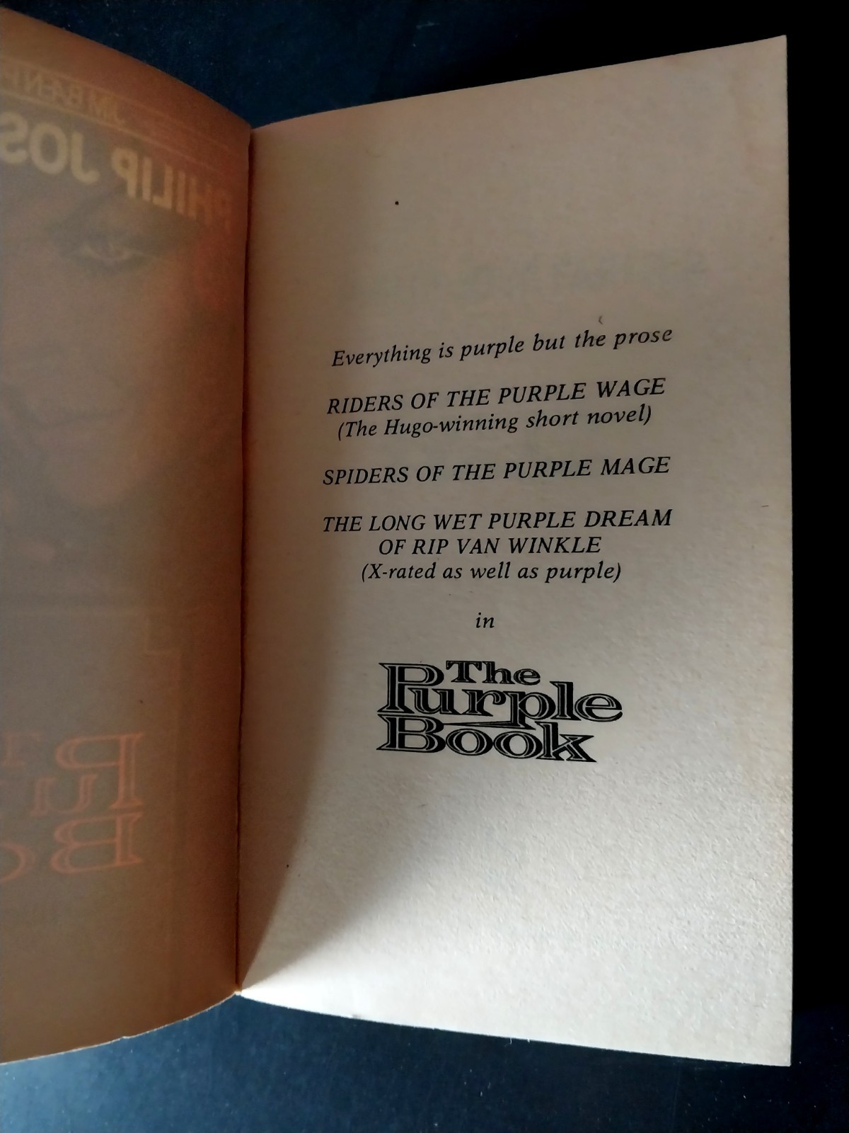 Philip Jose Farmer – The Purple Book – Tor Books First Printing 1982