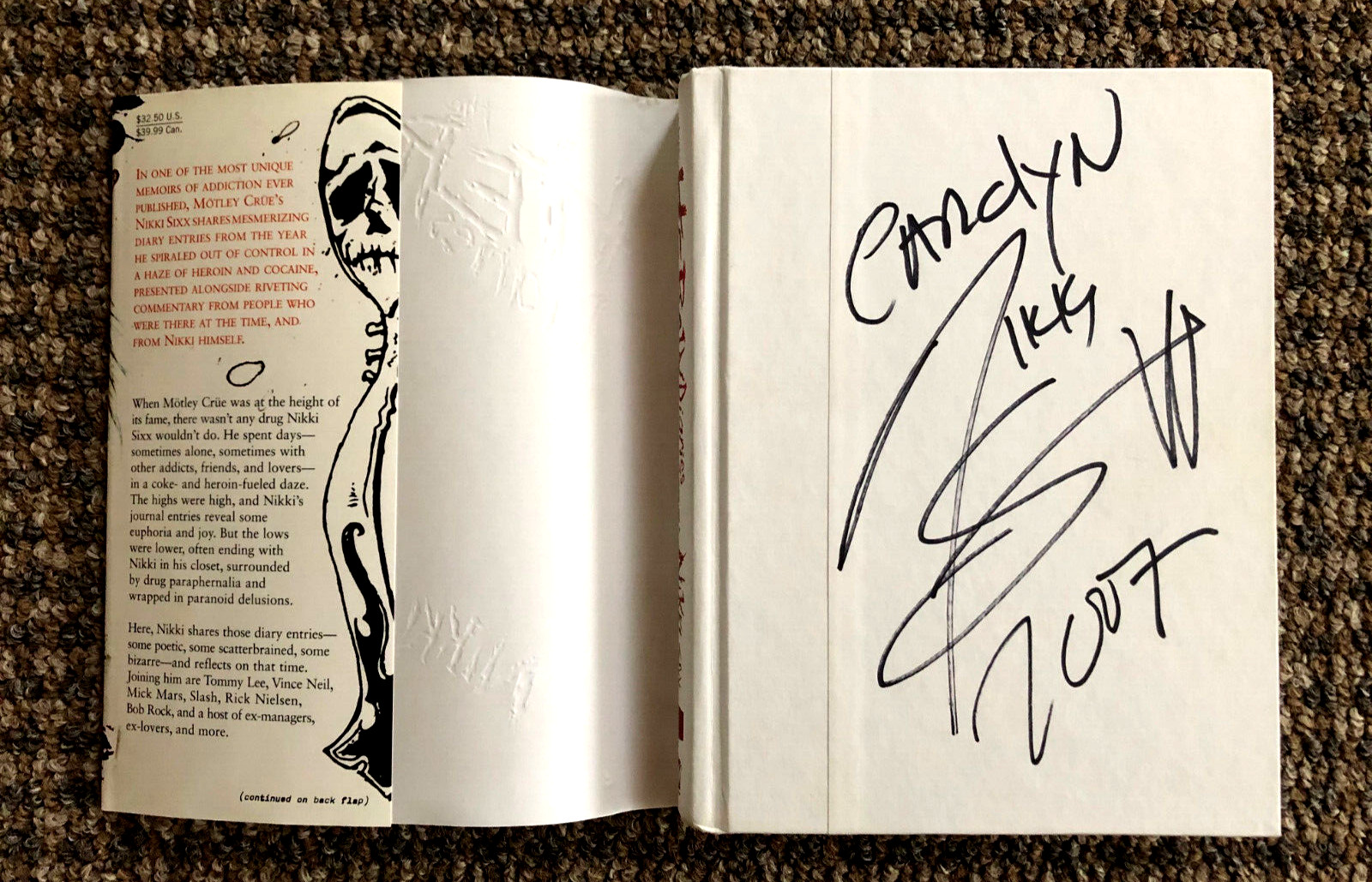 SIGNED Motley Crue’s Nikki Sixx’s “Heroin Diaries, ” Memoir of a Shattered Year