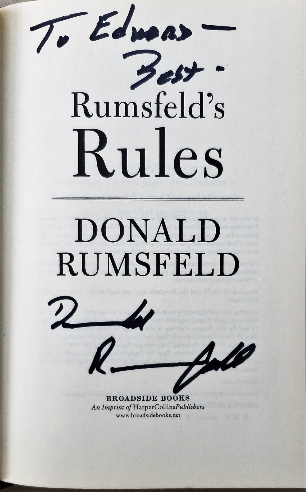 Rumsfeld’s Rules Signed by Donald Rumsfeld 2013