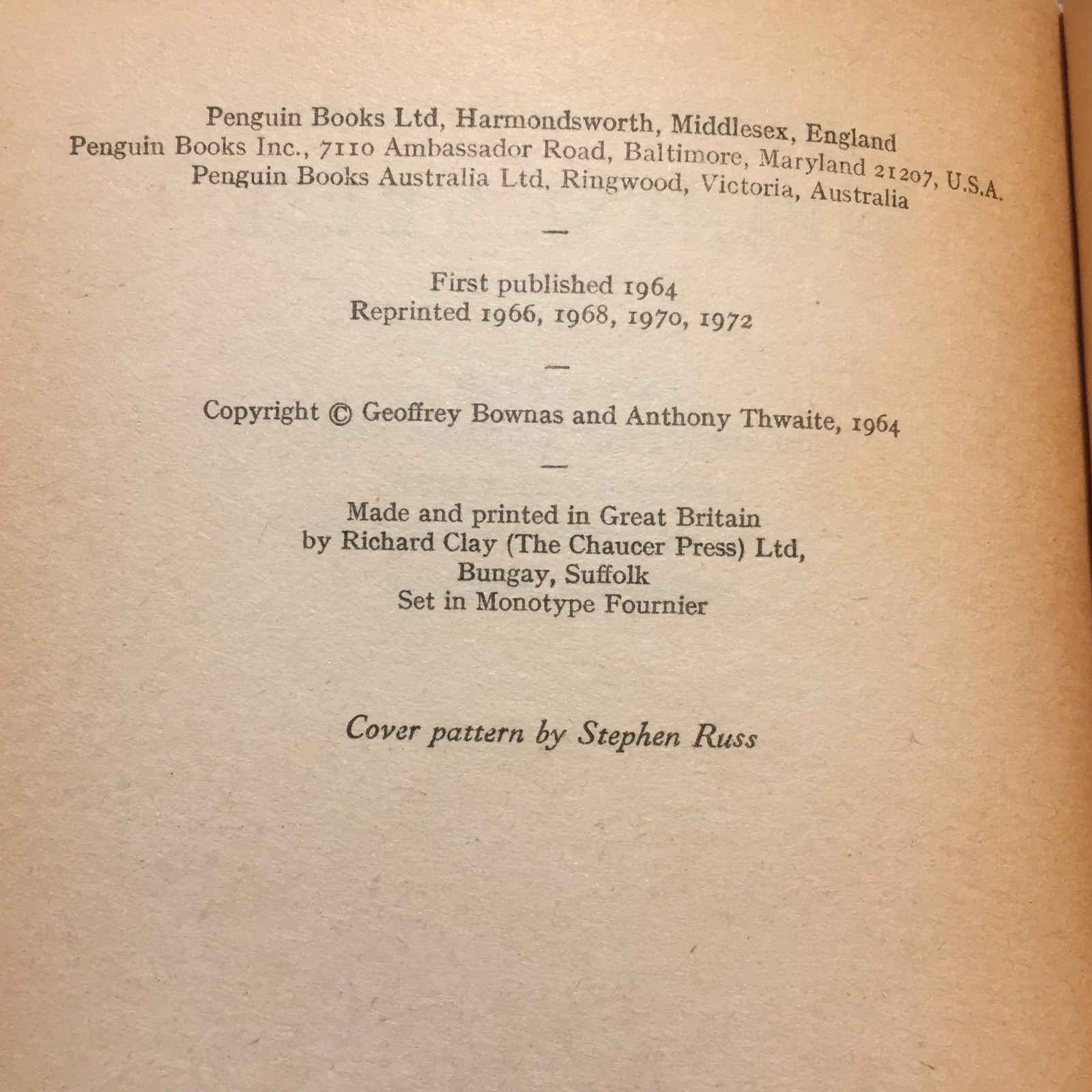 The Penguin Book Of Japanese Verse Geoffrey Bownas Anthony Thwaite 1972 Book