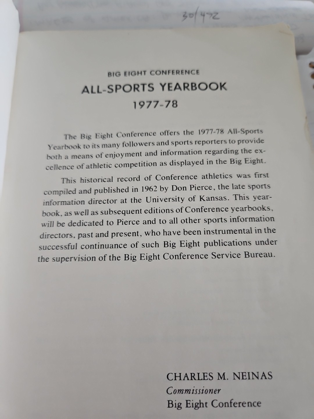 Big 8 Conference All-Sports Yearbook 1977-78 734 Pages See Pics For Flaws