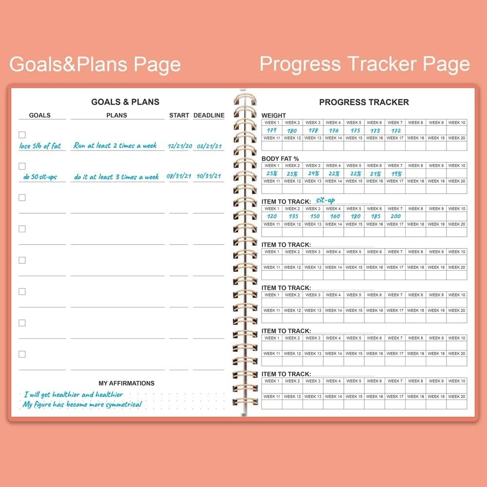 A5 Workout Planner for Weight Loss – 136 Pages with Health Tracking Layout
