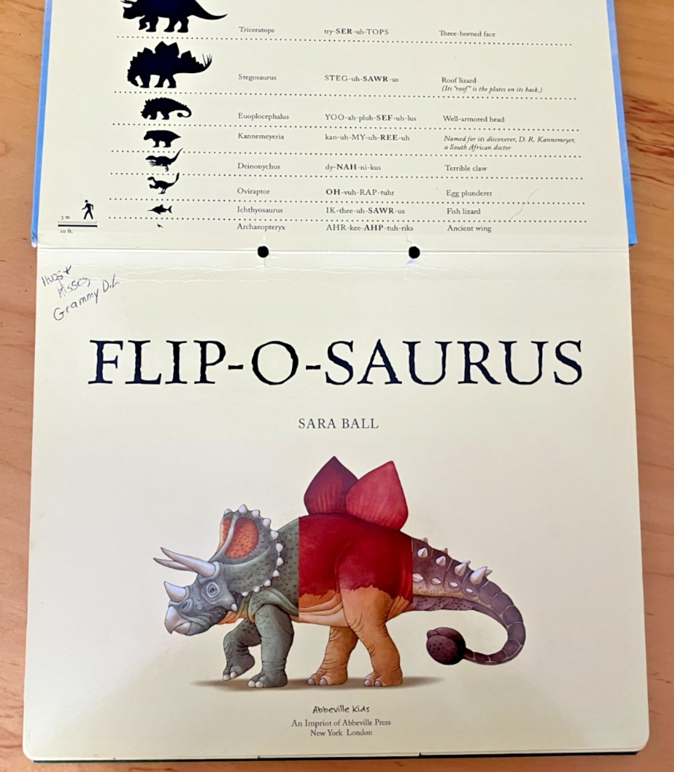 Flip-O-Saurus Board Book By Sara Ball Dinosaur Educational Interactive EXCELLENT