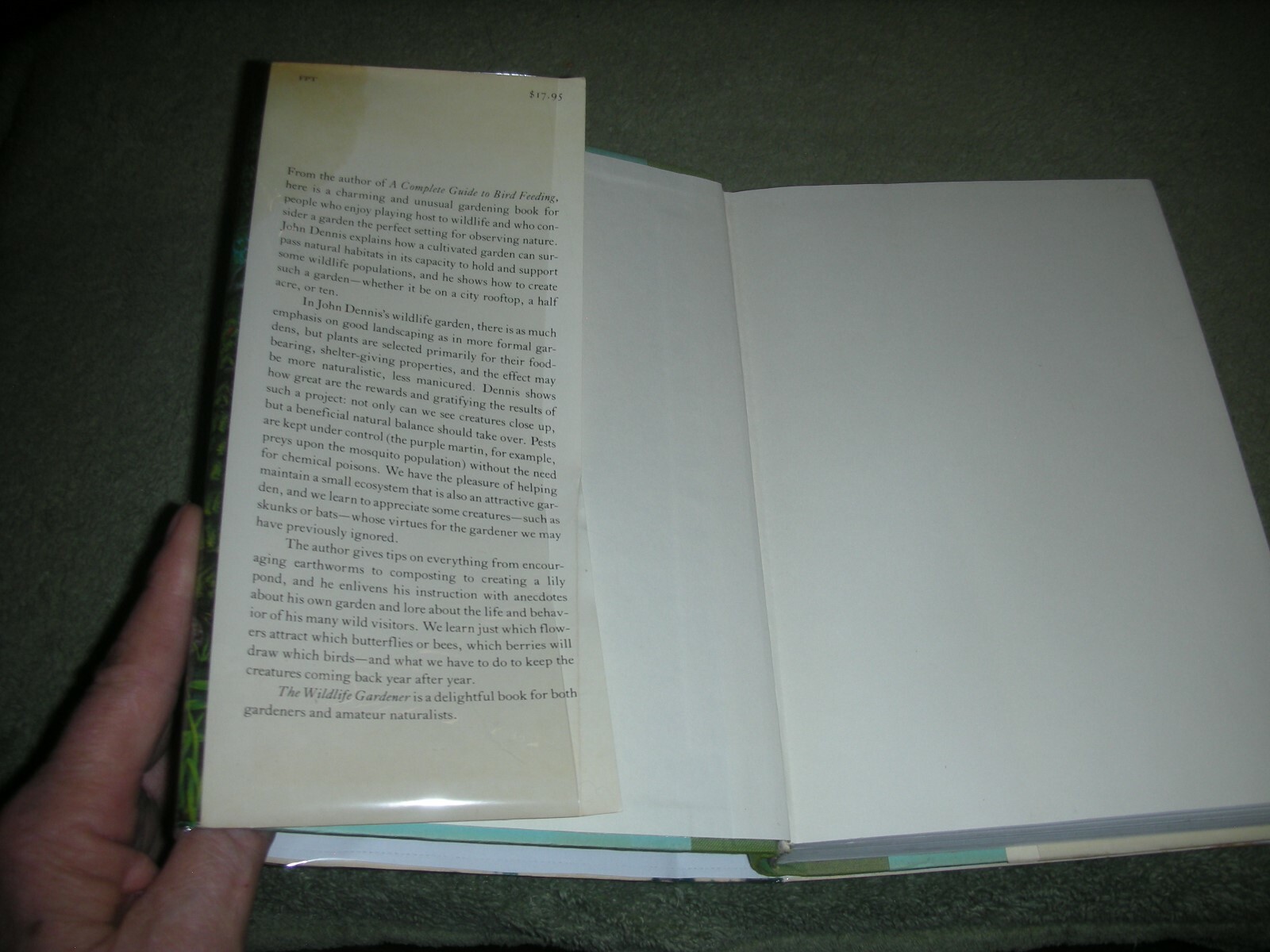 THE WILDLIFE GARDENER by John V Dennis 1985 HC/DJ ~ 1st Ed 1st Priny + Cover