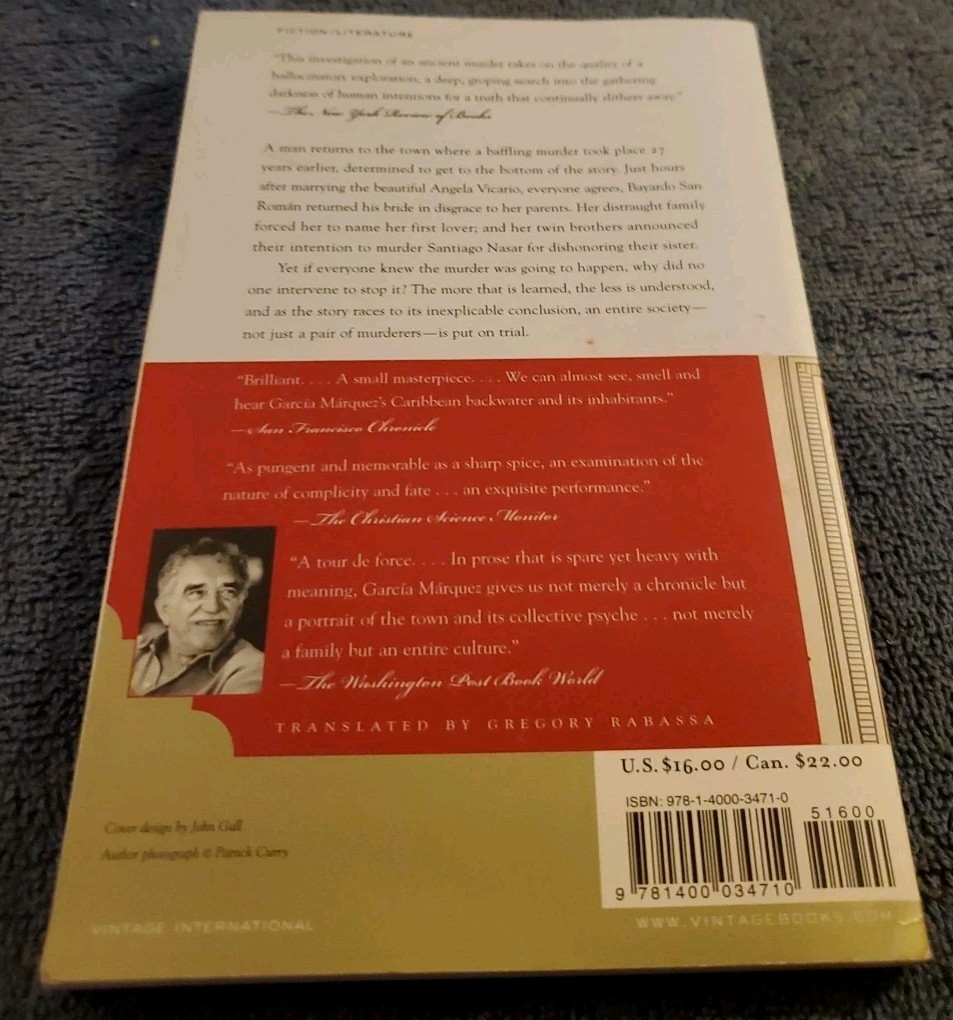 Gabriel García Márquez – Chronicle of a Death Foretold (Paperback)