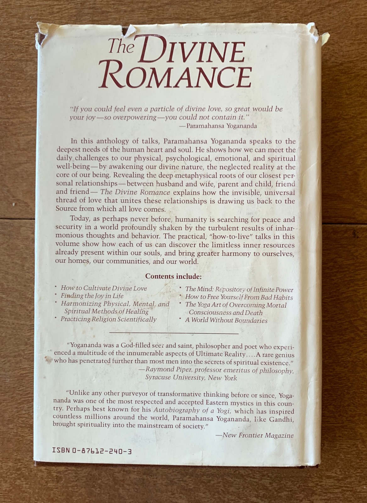 The Divine Romance by Paramahansa Yogananda (1987 1st Edition, 2nd Print HCDJ)