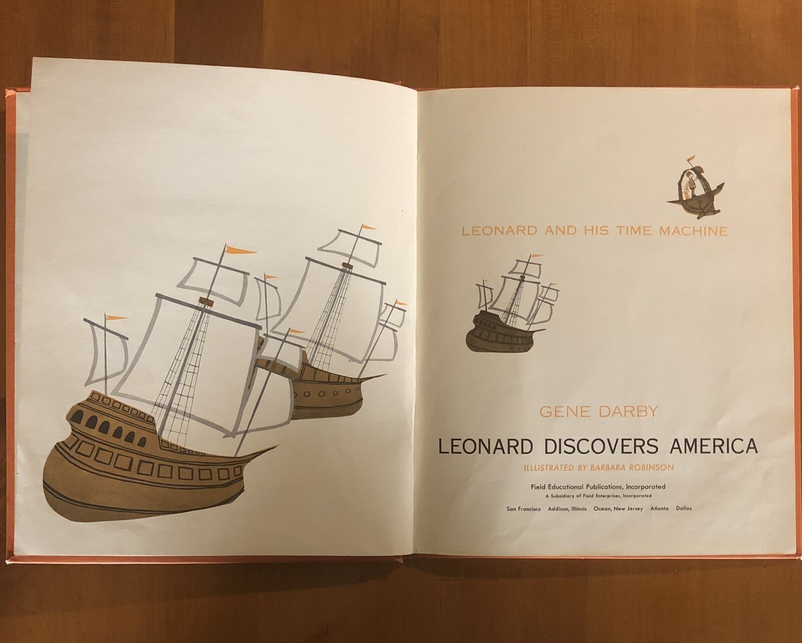Leonard Discovers America Columbus Textbook Picture Book Vintage Classroom 1965
