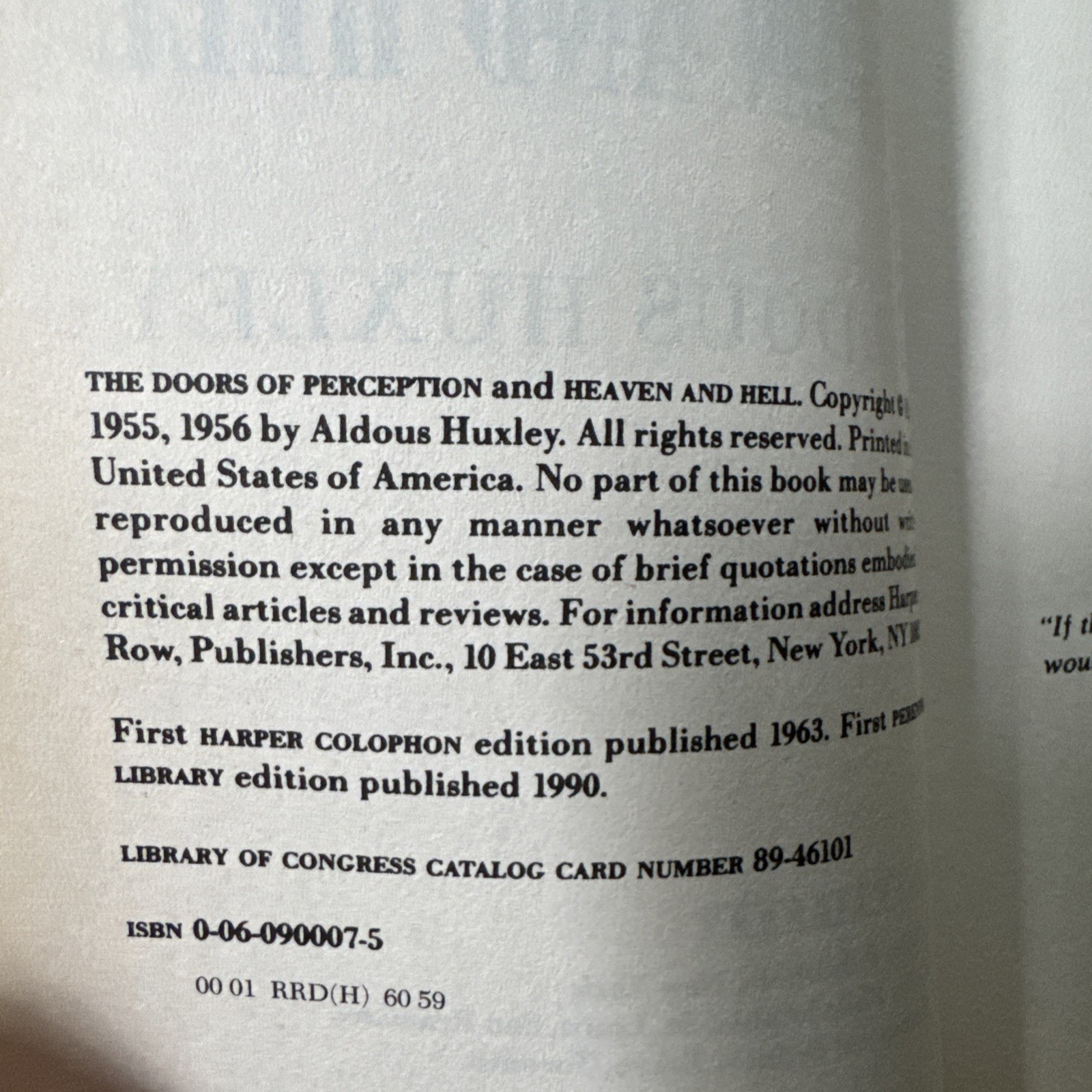 Doors of Perception by Huxley Aldous (1963, Trade Paperback)