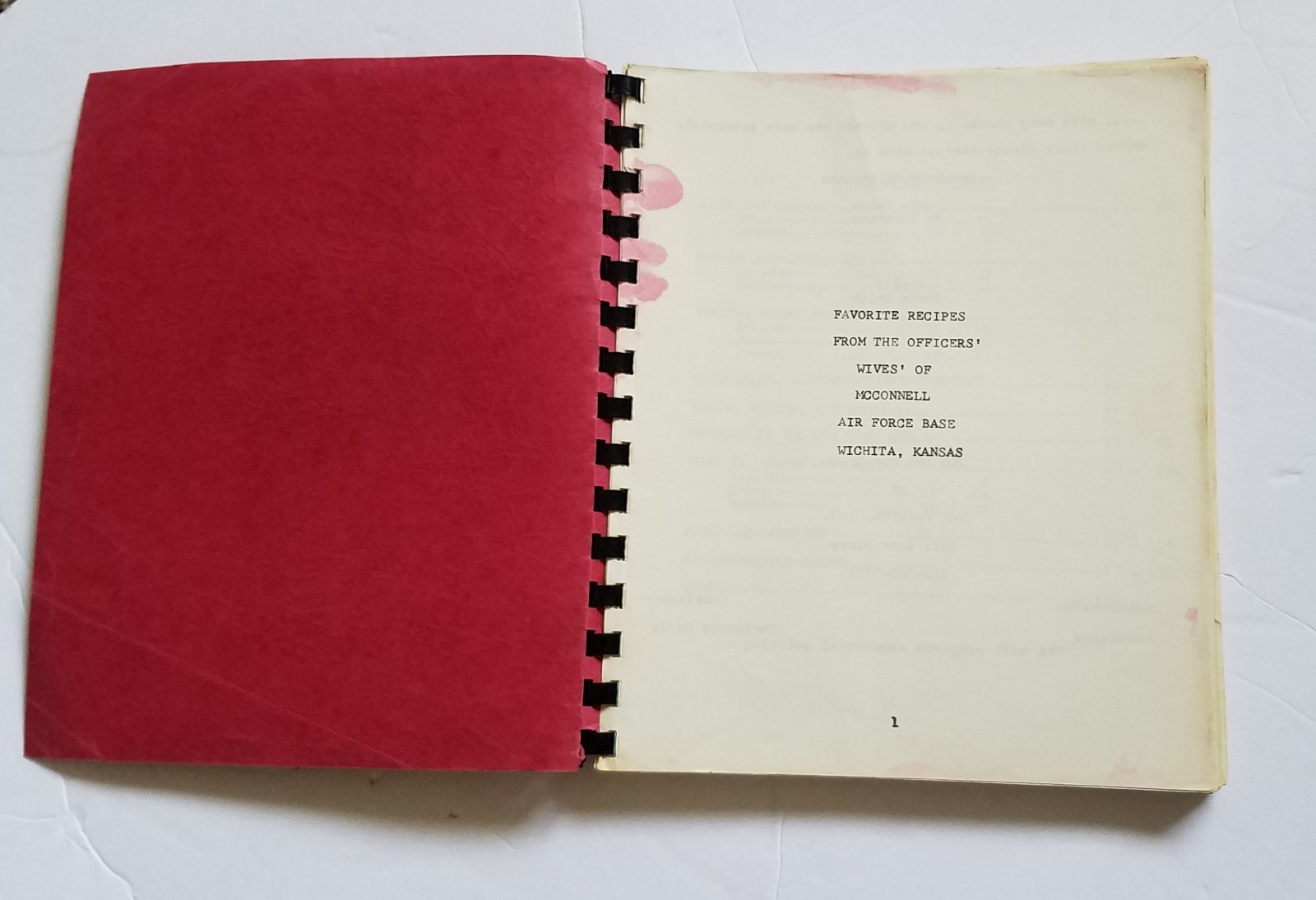 McConnell AFB, Kansas, Officers Wives Club Cookbook. 1980’s 136 Pages.
