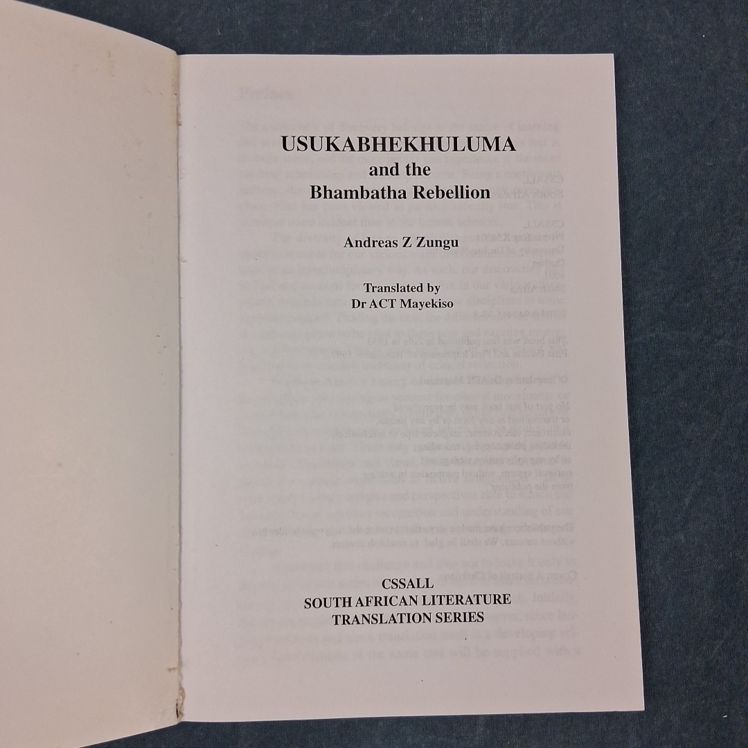 USUKABEKHULUMA and Bhambatha Rebellion Andreas Zungu South African Colonialism