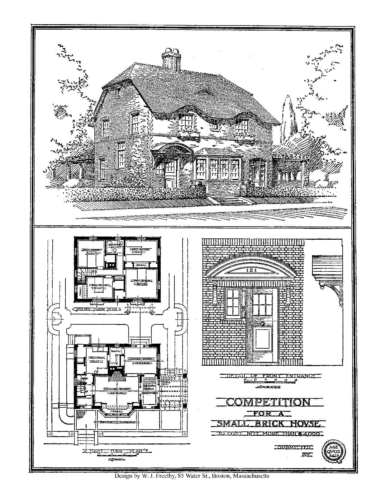 House Design Competitions Book 8 Drawings A House of Brick of Moderate Cost 1910