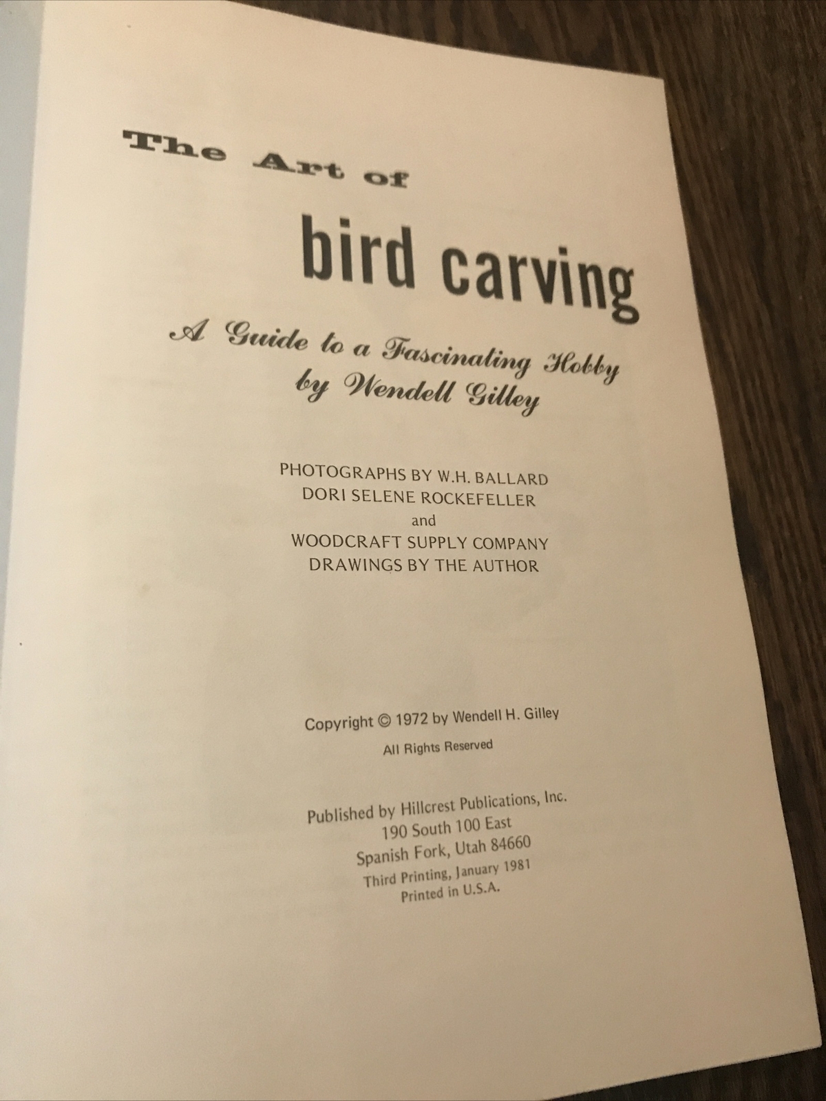 1972 The art of bird carving by Wendell Gilley (3rd 1981 USA) HC