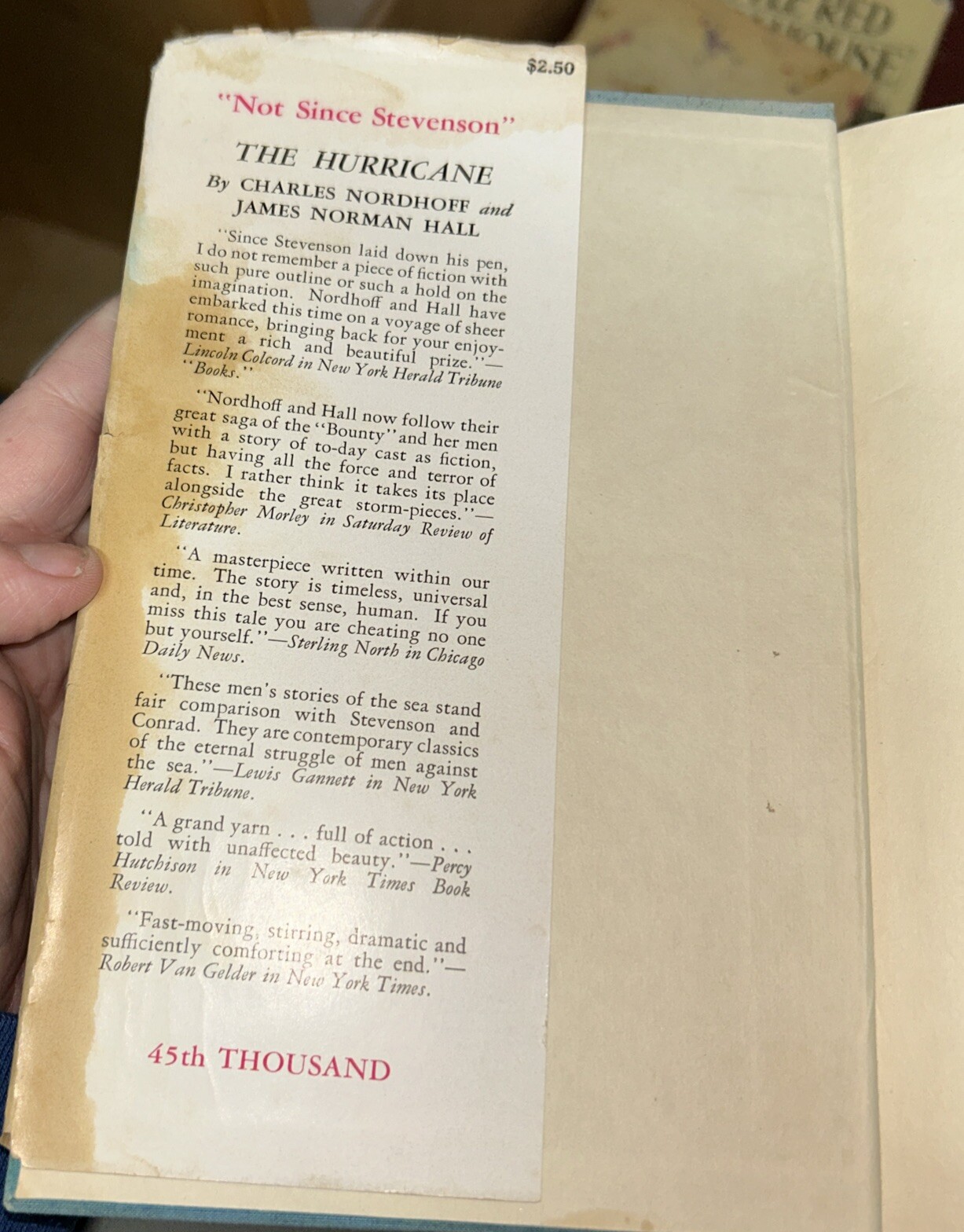 Vintage The Hurricane Charles Nordhoff James Norman Hall 1936 HCDJ Little Brown