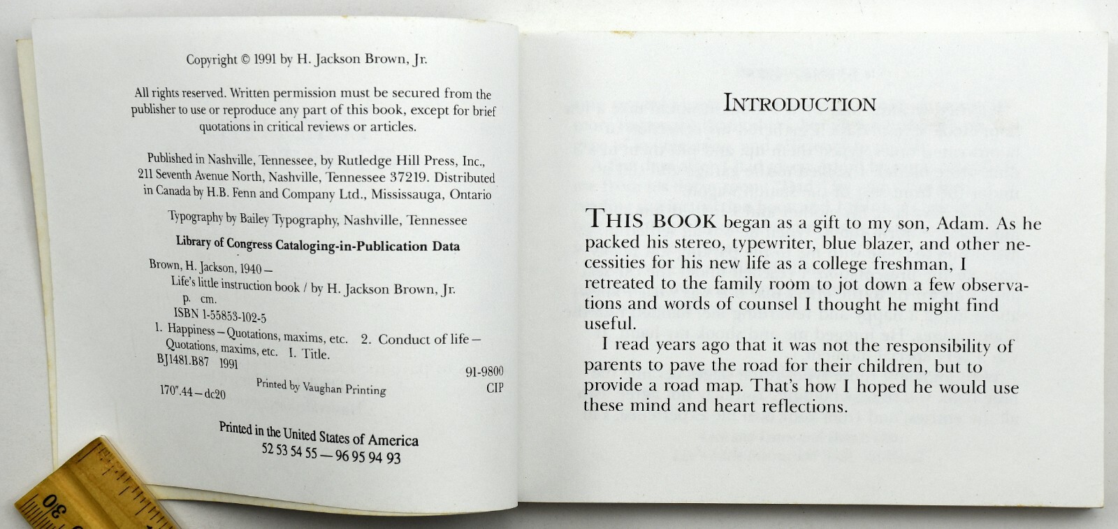 Life’s Little Instruction Book by Brown, H. Jackson PB 1991 – 511 Suggestions