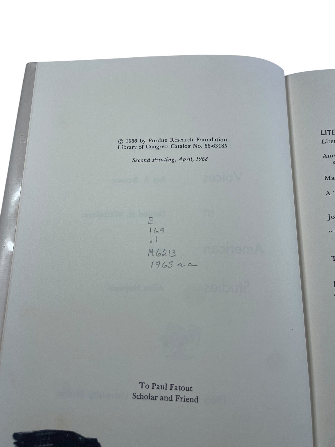 New Voices in American Studies Browne Winkelman Hayman 1966 2nd Printing Purdue