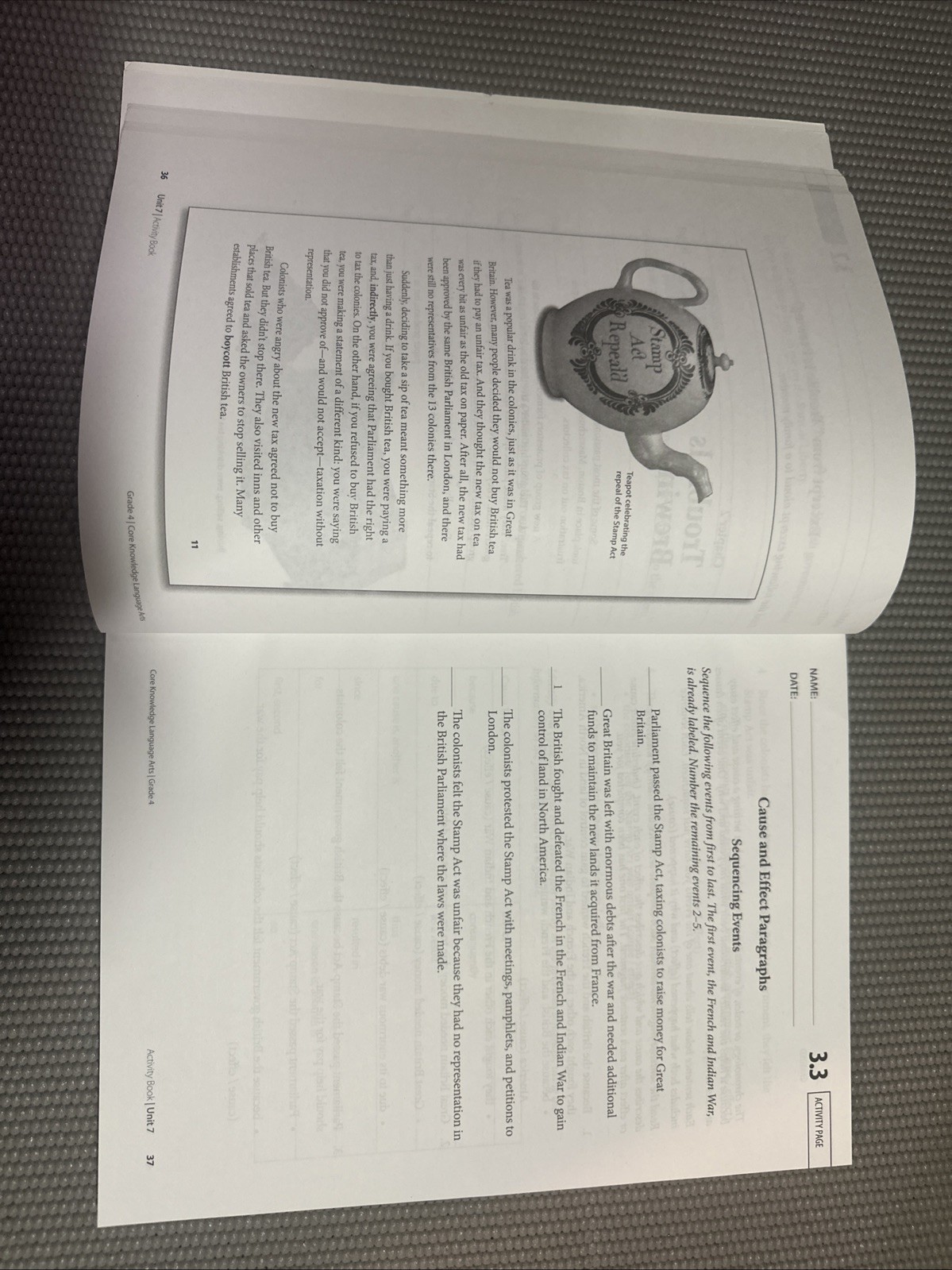 Core Knowledge Language Arts, Unit 7, American Revolution Activity Book