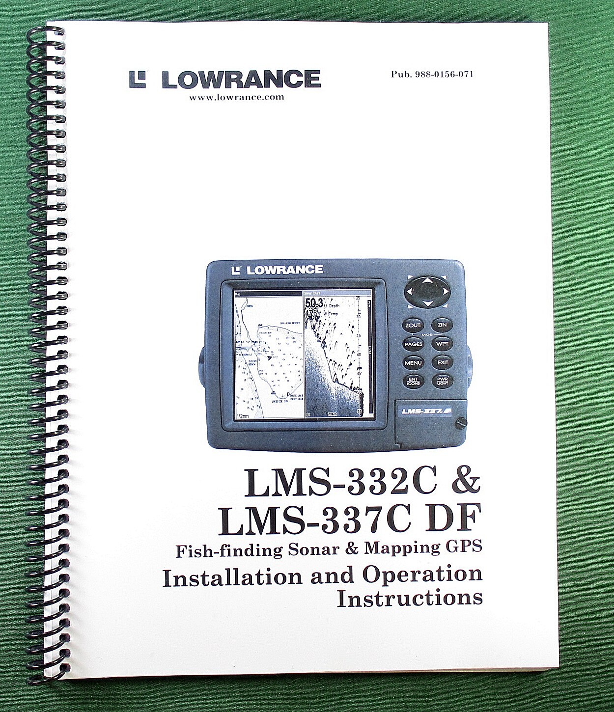 Lowrance LMS-332C Instruction Manual: 216 Pages & Protective Covers