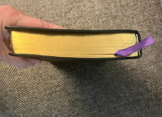 1966 The Methodist Hymnal – black soft leather, gold leaf, purple ribbon