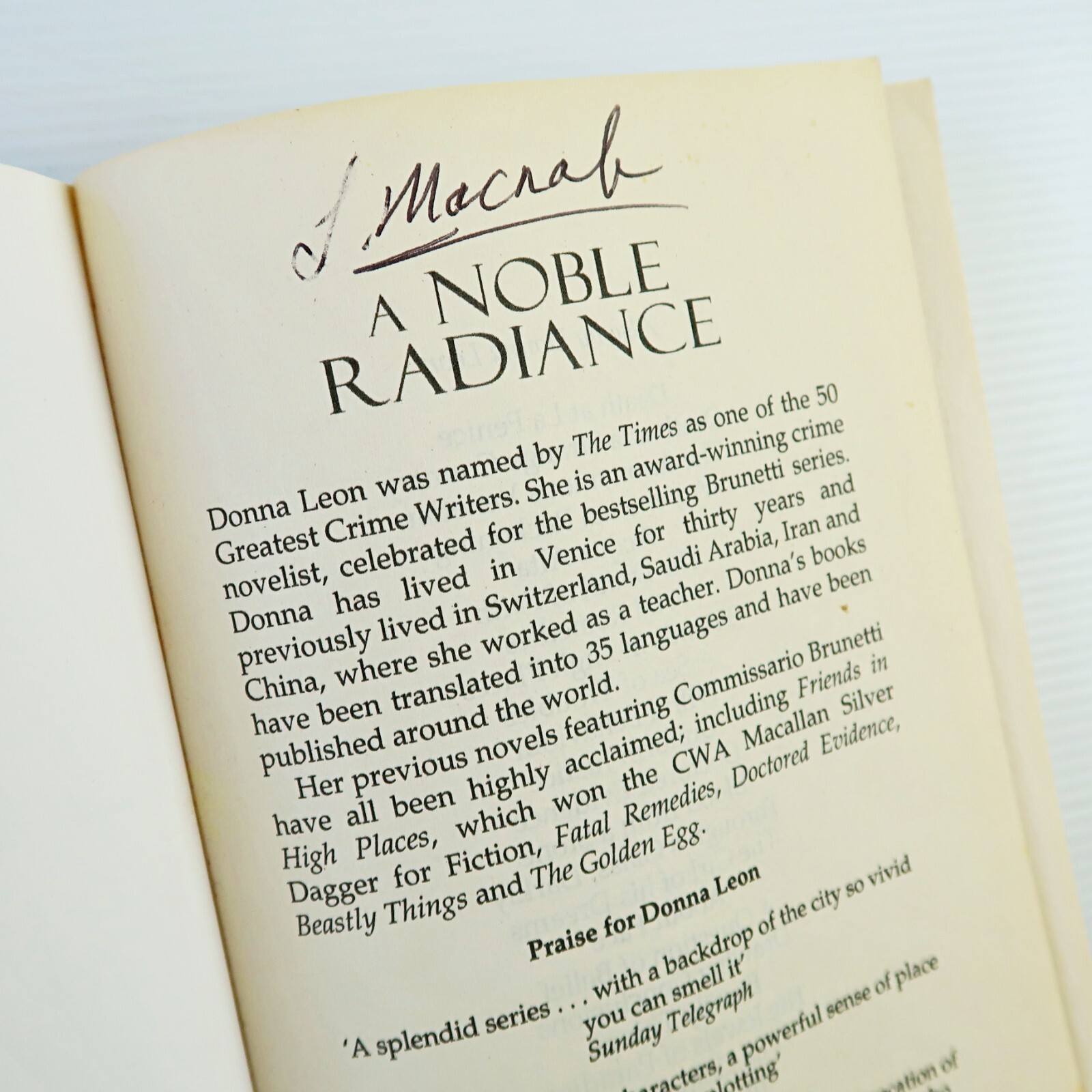 A Noble Radiance: (Brunetti 7) (Paperback 2009)