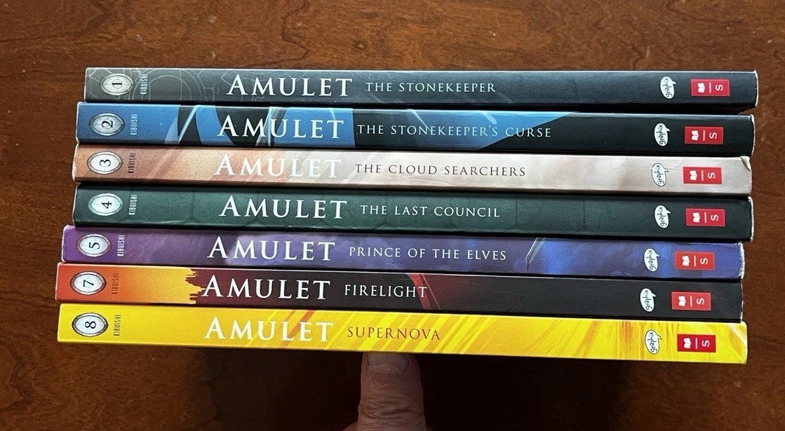 Amulet- 7 Book Lot by Kazu Kibuishi Books # 1 thru #5, #7 and # 8 – PB