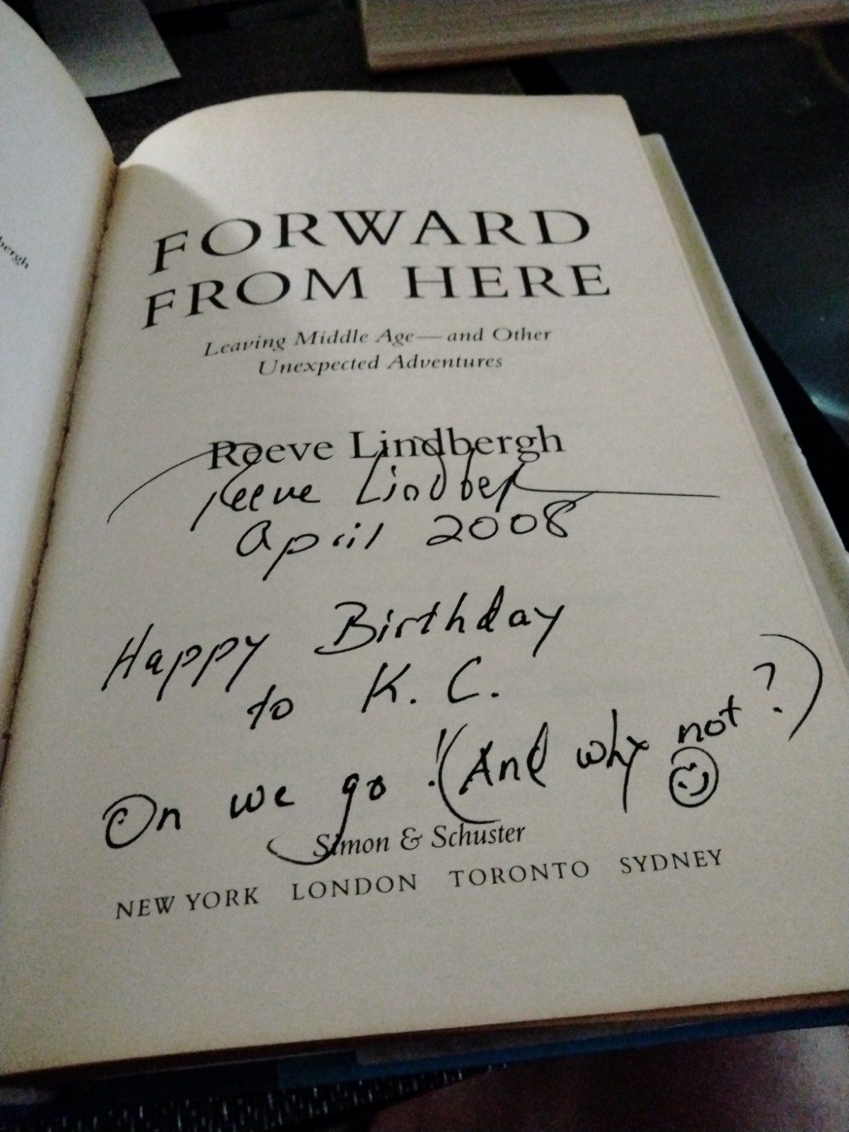 Signed By Reeve Lindbergh -Forward from Here: Leaving Middle Age 1st Print, 2008
