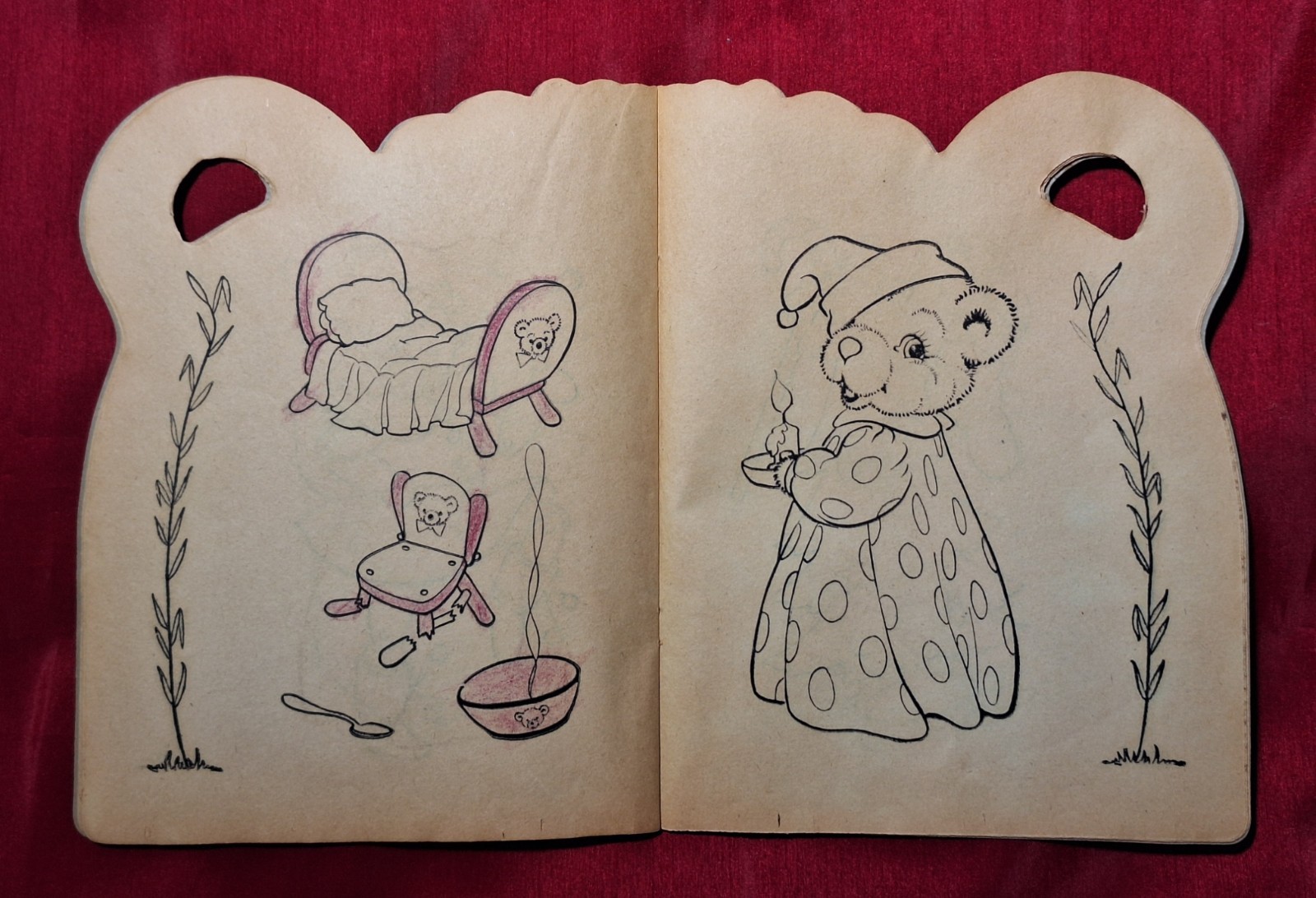 Vintage Saalfield Coloring Book LITTLE JUG COLOR & CARRY 28 Pages Handle, 1950s