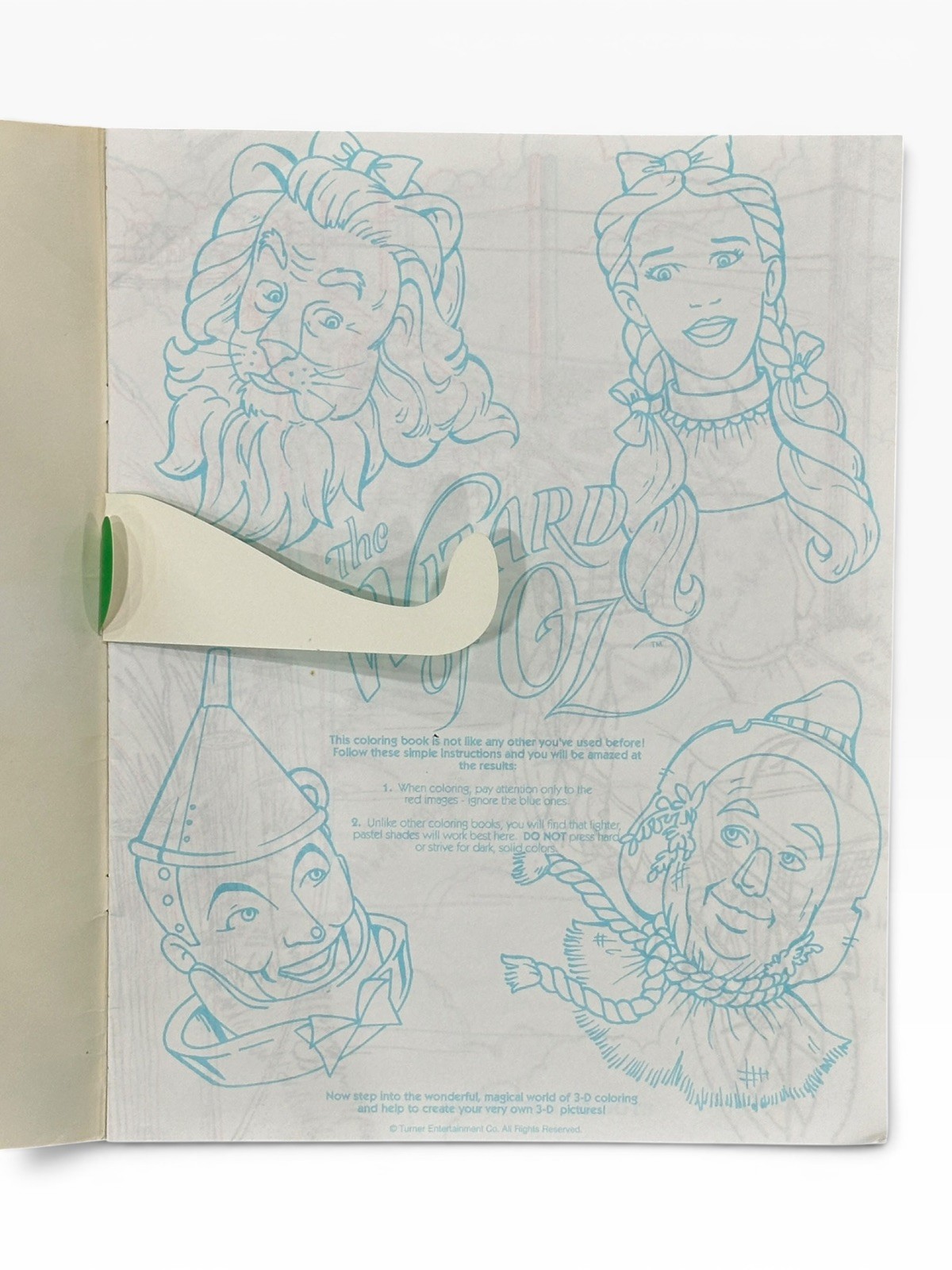 RARE Wizard Of Oz 3D Coloring And Activity Book w 3D GLASSES NEVER COLORED IN
