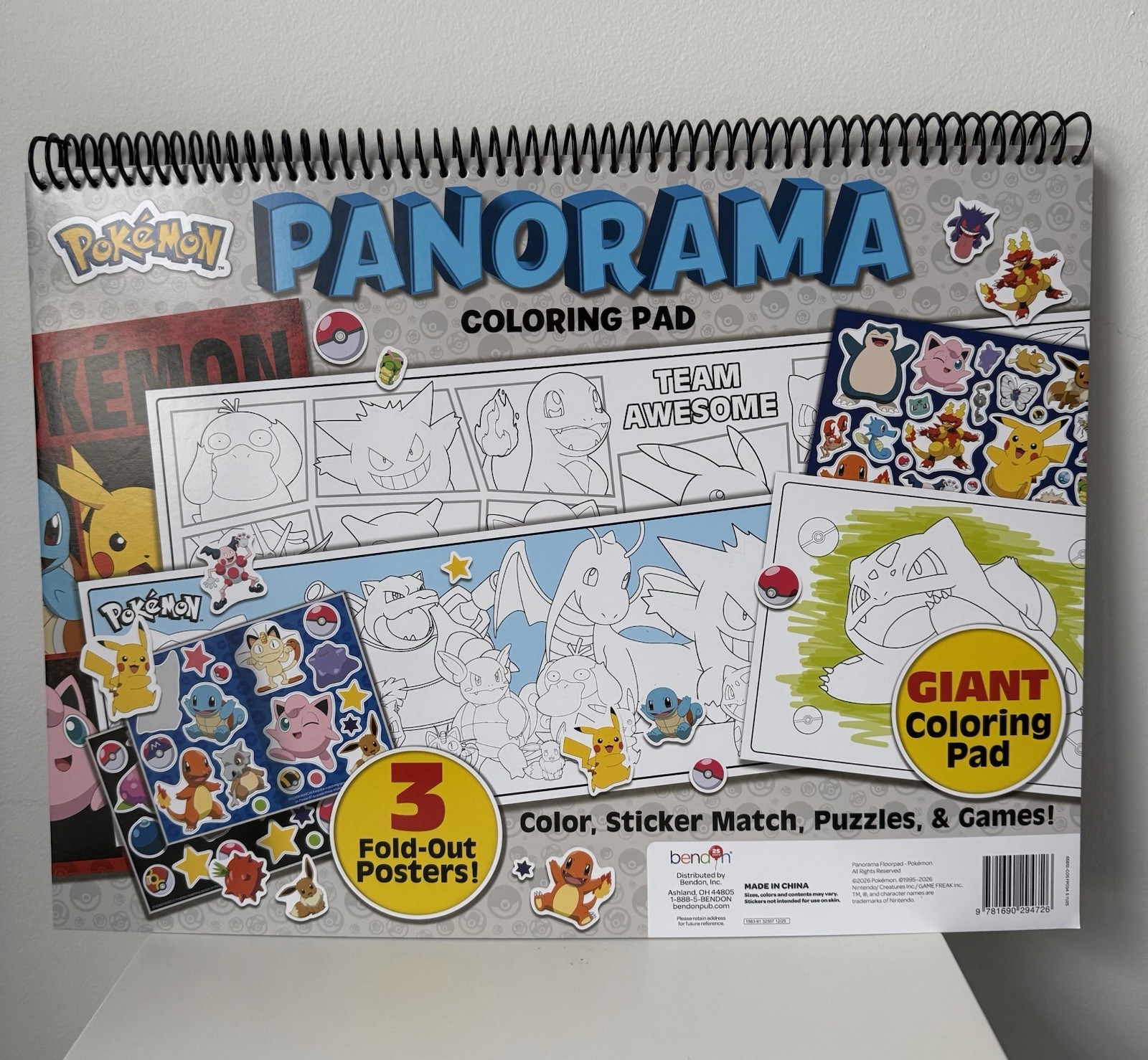 Pokemon Panorama Giant Coloring Activity Pad 45 Pages Stickers 3 Fold-Out Poster