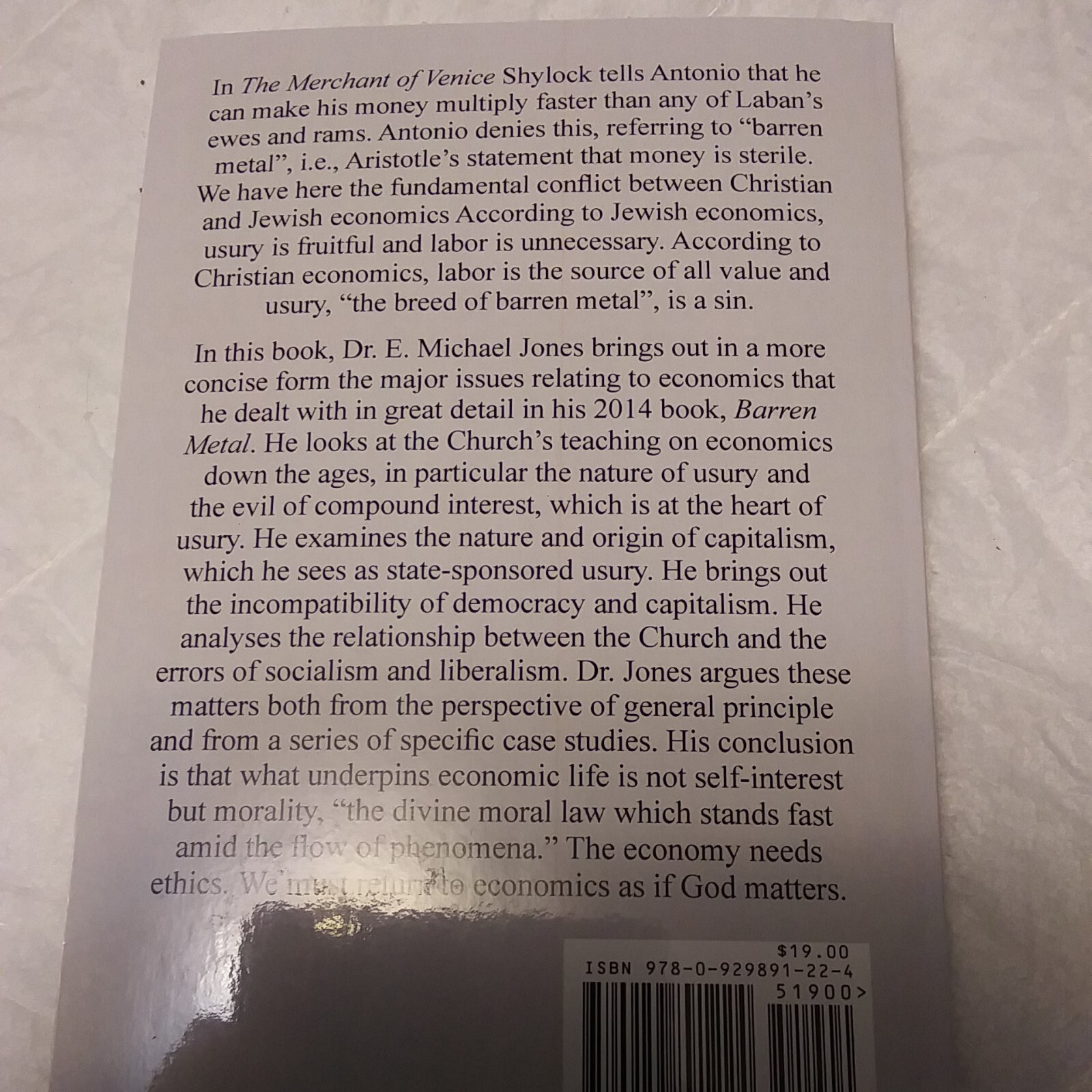 Shylock’s Ewes and Rams: Economics and Morality by E. Michael Jones PB