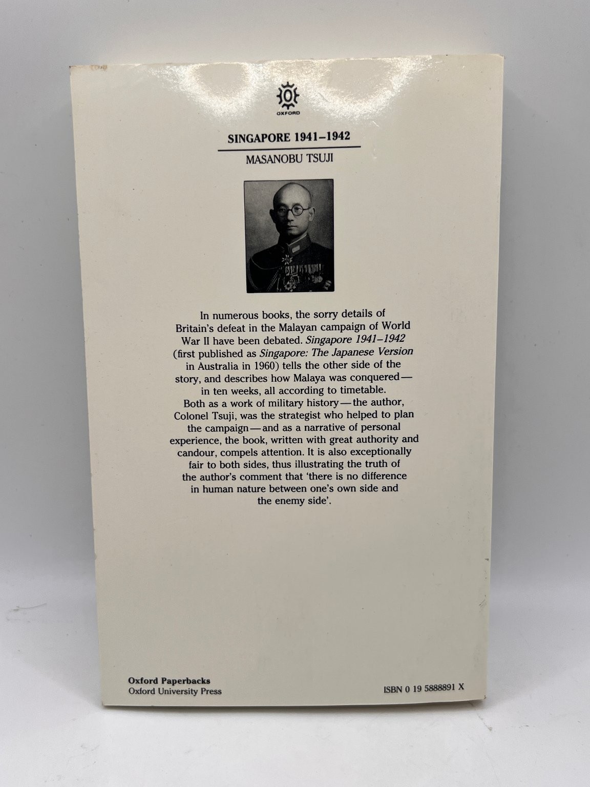 Singapore 1941-1942 Masanobu Tsuji Oxford University Press World War II Book