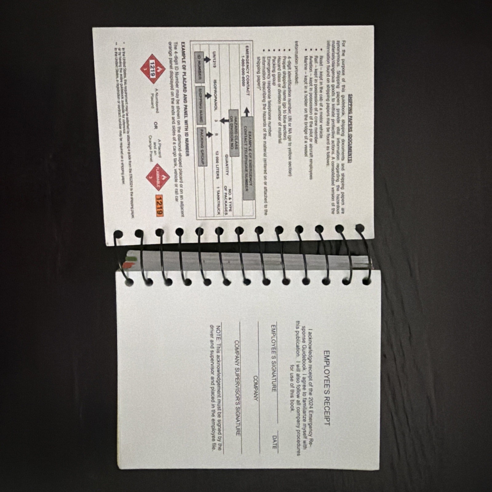 Pocket Sized 2024 Emergency Response Guidebook / Spiral Bound Paperback