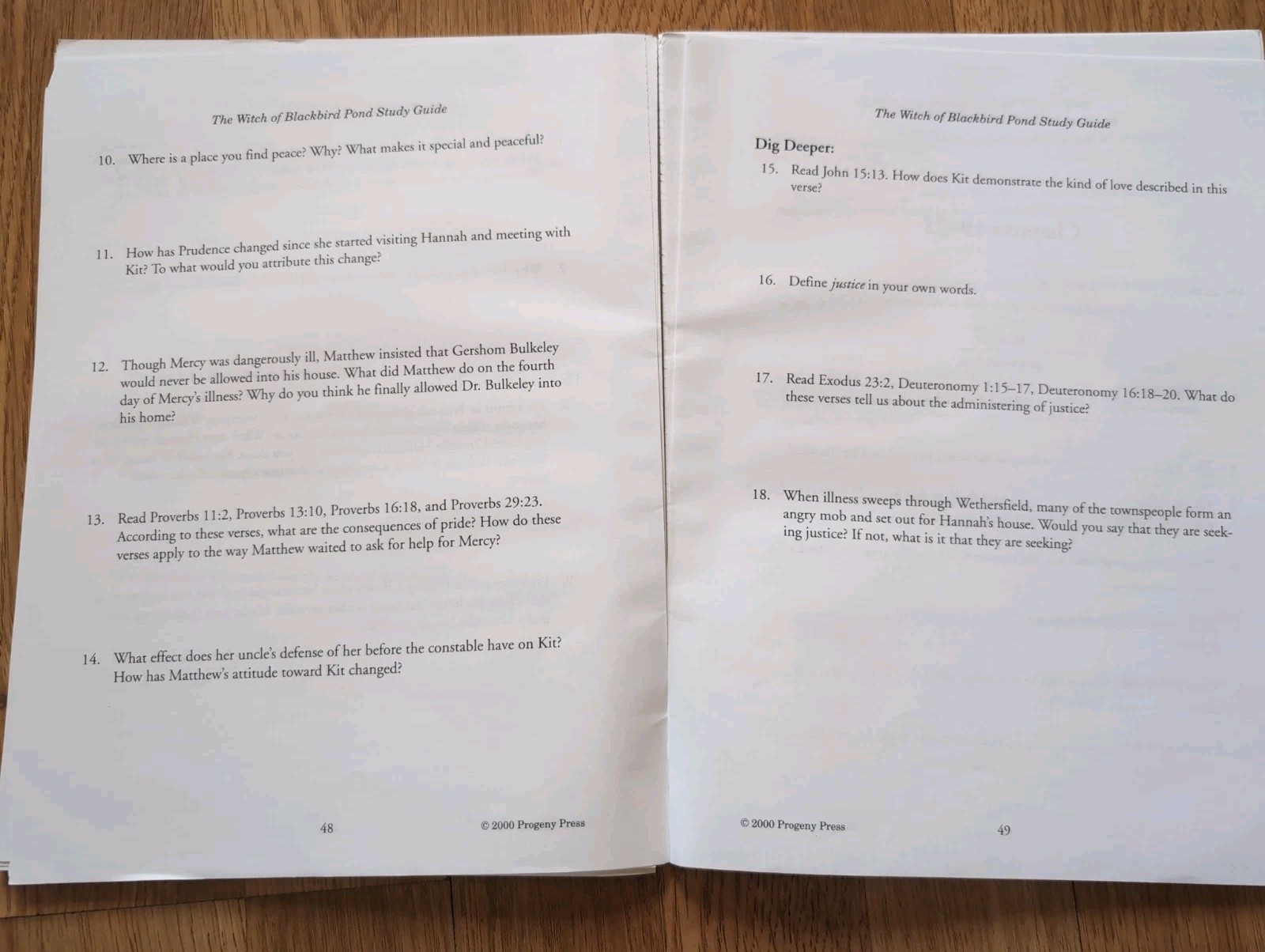 The Witch of Blackbird Pond Study Guide – by Rebecca Gilleland – Progeny Press