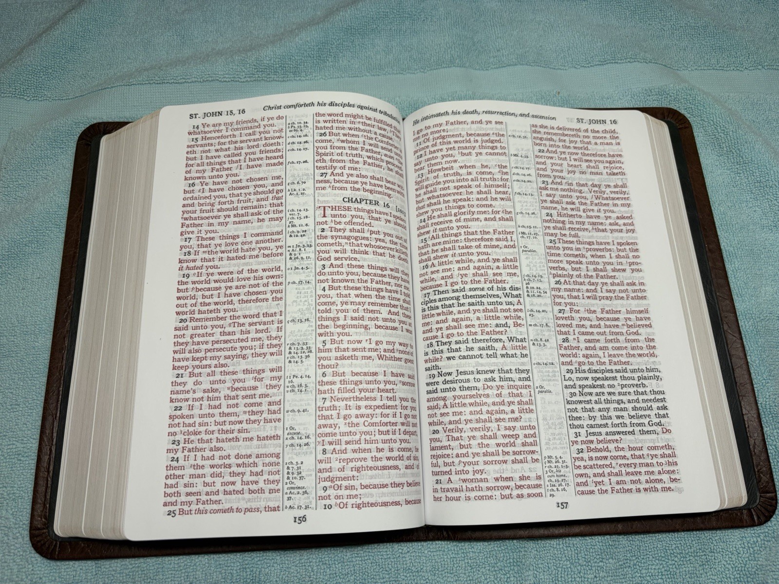 CBP Large Print Readers Ref Bible Milk Chocolate Water Buffalo Leather KJV USA