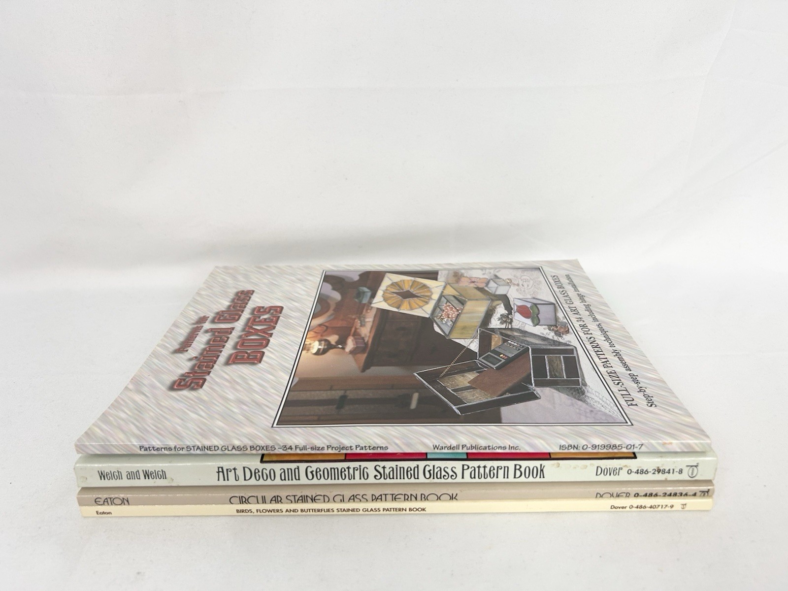Stained Glass Pattern Books Lot of 4 Art Deco Birds Flowers Boxes Eaton Welch
