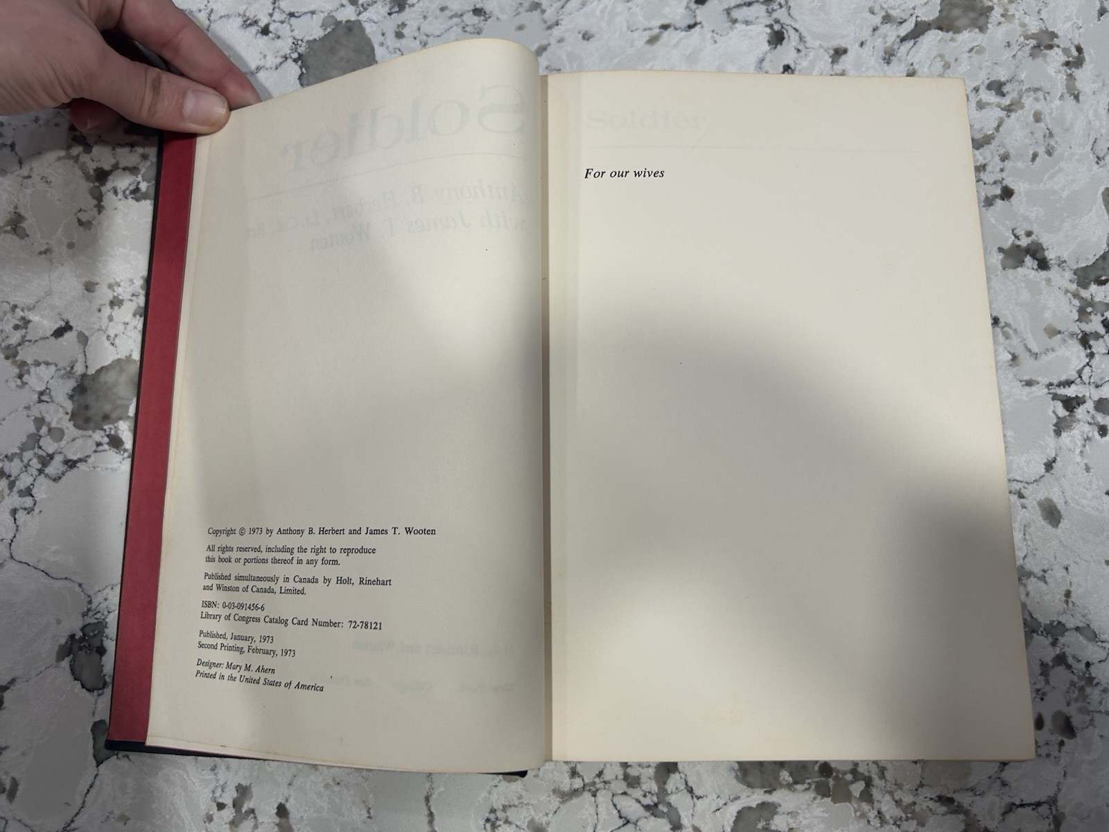 VTG Soldier Hardcover FIRST EDITION, by Herbert Anthony B.; Wooten James T. 1973
