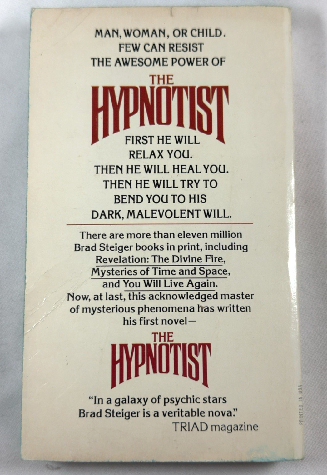 The Hypnotist by Brad Steiger – Vintage 1979 Horror Paperback First Printing