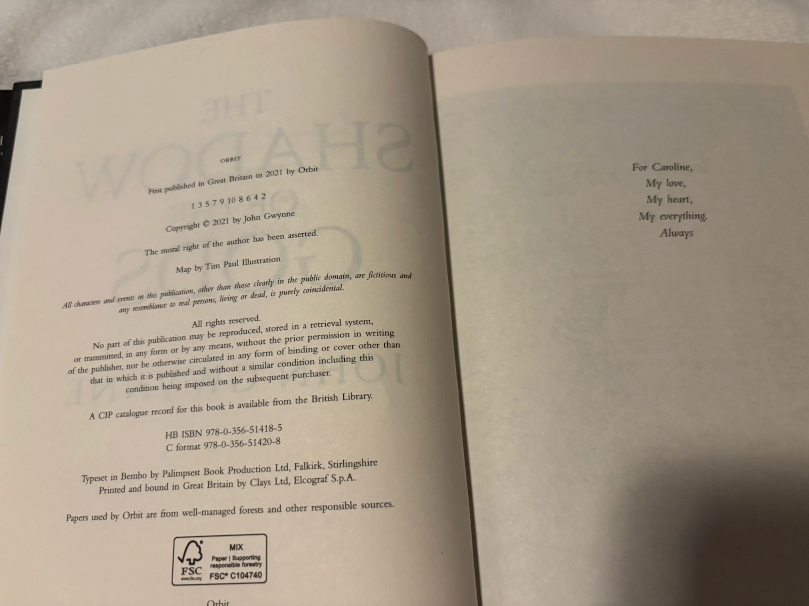 The Shadow of the Gods John Gwynne – Very good, Never read, First Edition Print