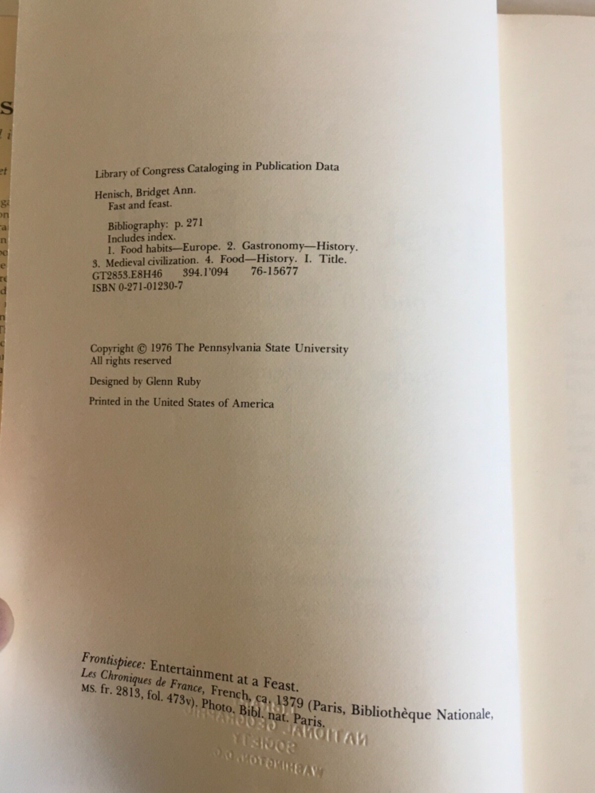Fast and Feast Food in Medieval Society 1976