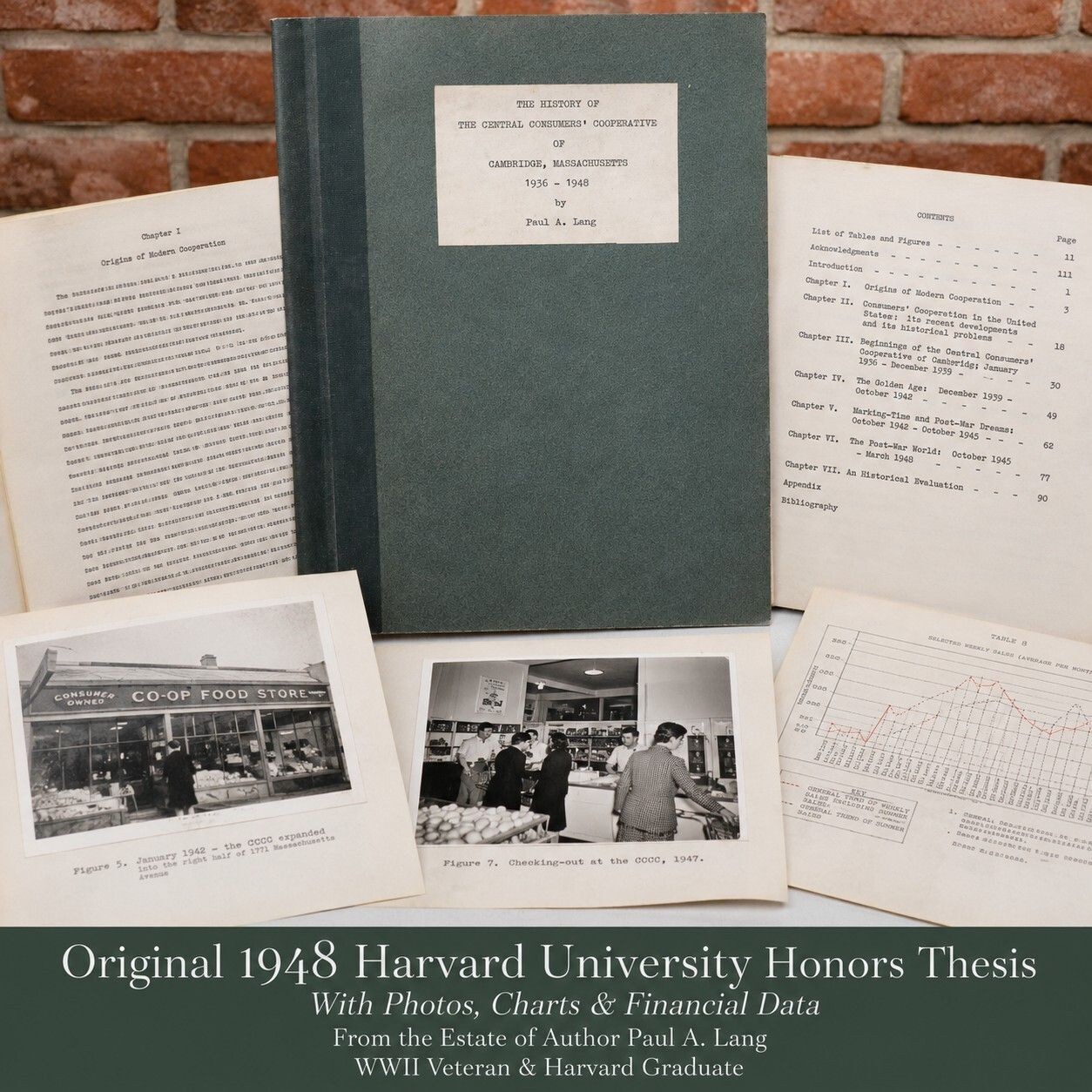 Original 1948 Harvard University Honors Thesis –Rare Harvard & Cambridge History
