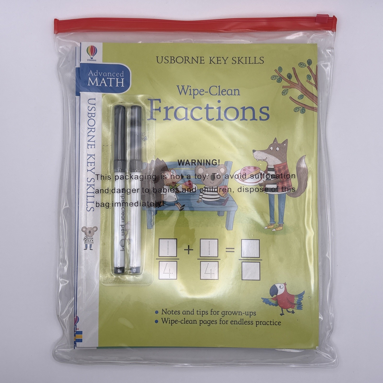 Usborne Key Skills Wipe-Clean Book Lot of 4 Time Spelling Grammar Fractions