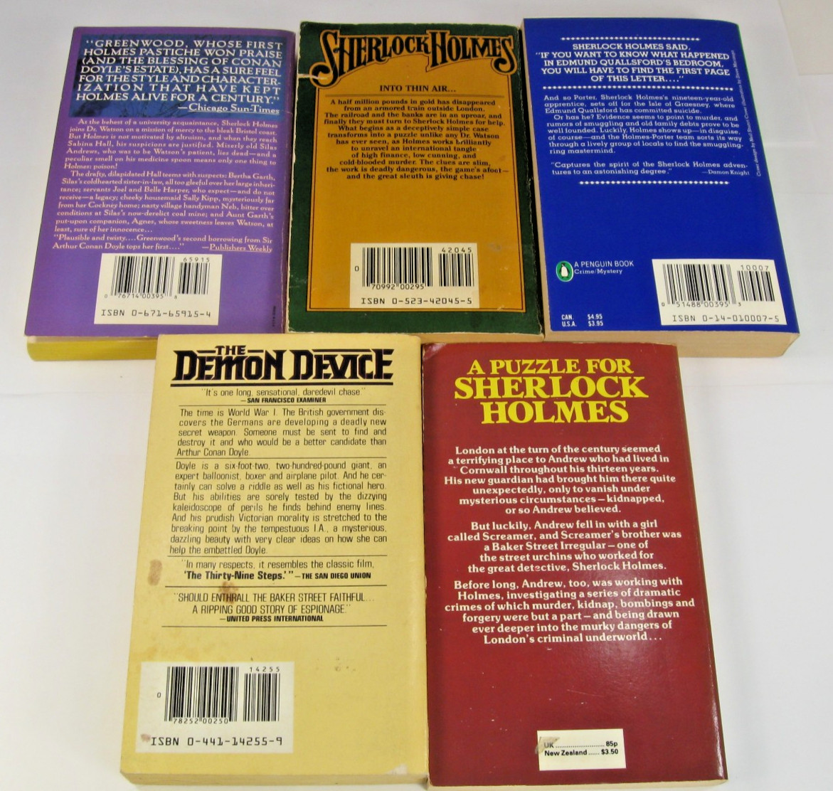 Sherlock Holmes 5 Book Lot Vintage Paperback Collection Sir Arthur Conan Doyle