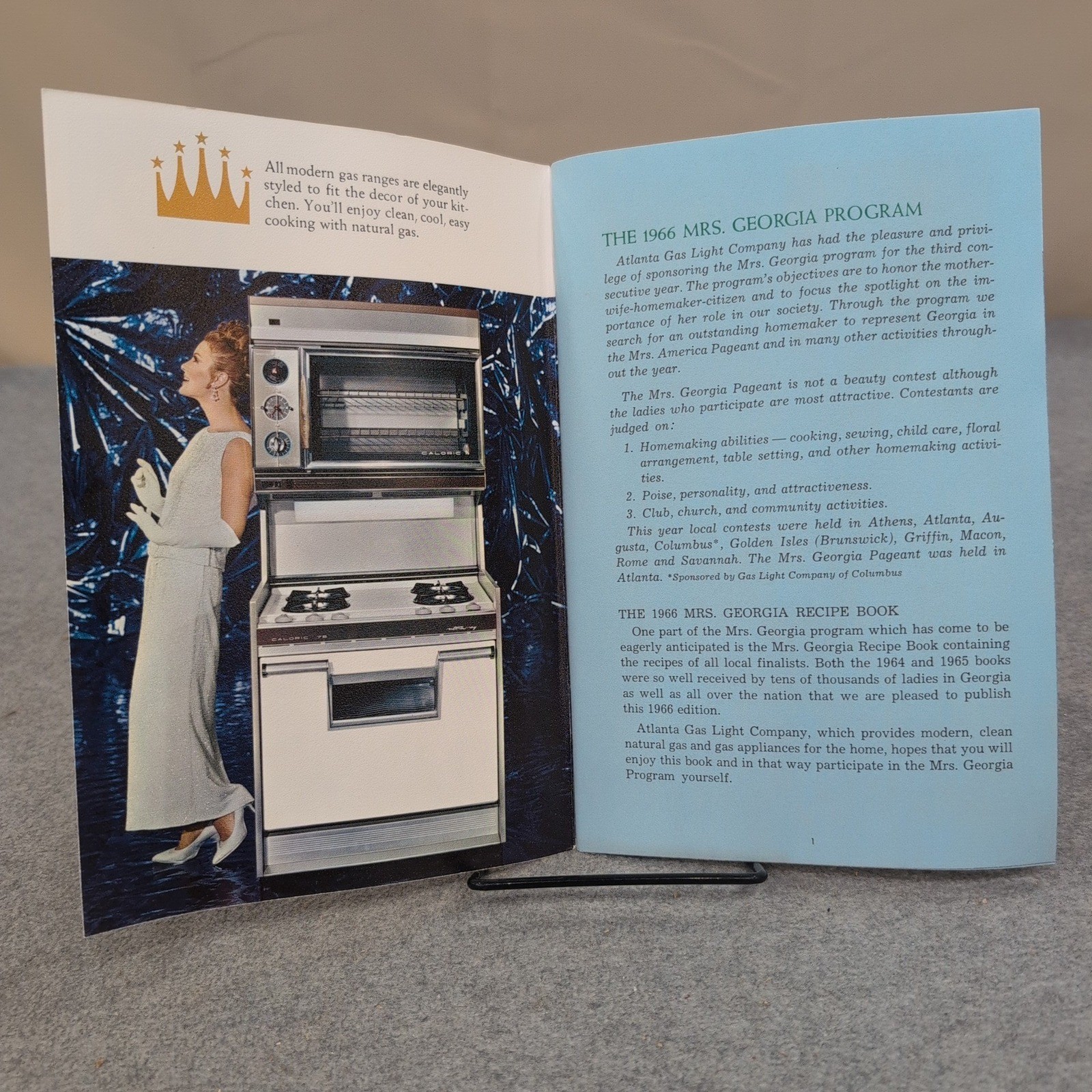 1966 Mrs Georgia Recipe Book Vintage Pageant Finalist Cookbook Atlanta Gas Light