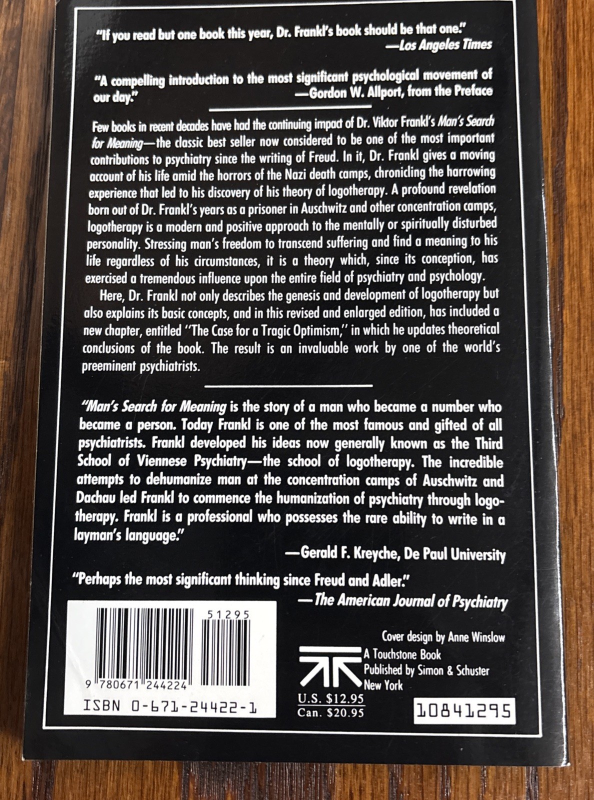 Man’s Search for Meaning by Viktor Frankl (1984, Trade Paperback)