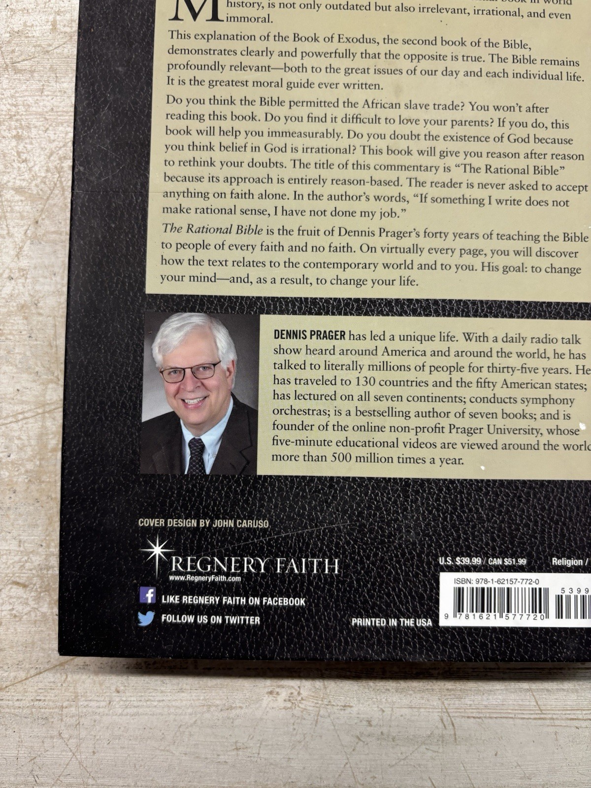 The Rational Bible Exodus by Dennis Prager Hardcover Regnery Faith 2018 Edition