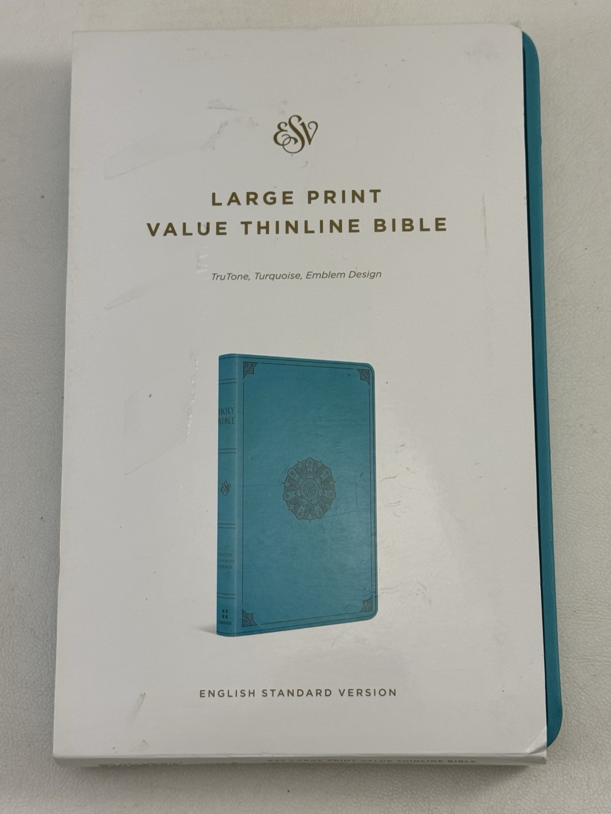 New ESV Large Print Value Thinline Bible (Trutone, Turquoise, Emblem Design)