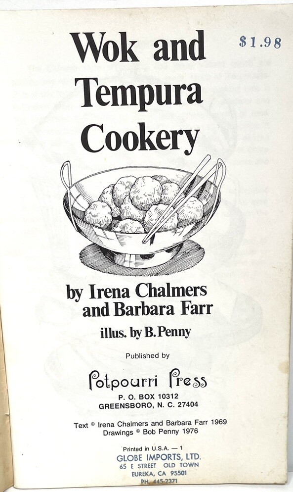 Wok and Tempura Cookery Chinese Cooking Potpourri Press Irena Chalmers Sukiyaki