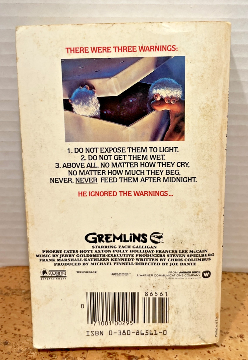 Steven Spielberg Presents GREMLINS- by George Gipe (Paperback), Novel, Fast Ship