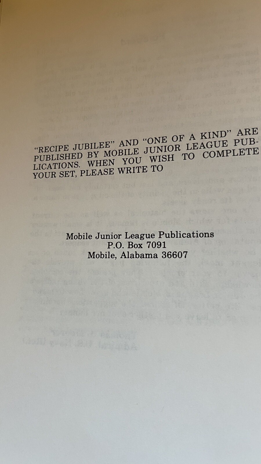 ONE OF A KIND Cookbook Recipes Junior League Of Mobile Excellent Cond 436 Pages